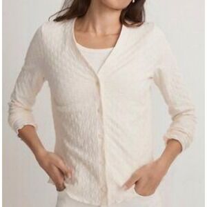 Madewell Ivory V-Neck‎ Button Up Cardigan Sweater Size XS Checkered #166